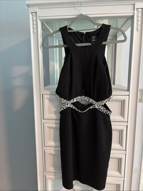 Windsor Black Party Sheath Dress with Crystal Waist